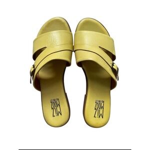 Miz Mooz Latreece Yellow Leather Strappy Sandals with Adjustable Buckle 7.5